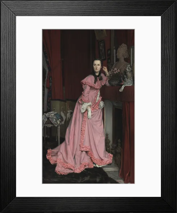 Framed Print : Portrait of the Marquise de Miramon, born as Therese Feuillant, by Jacques Joseph Tissot, 1866, French painting, oil on canvas