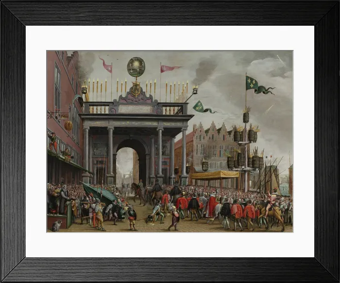 Framed Print : The Joyous Entry of the Duke of Anjou, by Monogrammist MHVH, c. 1582-1600, Flemish painting, oil on canvas