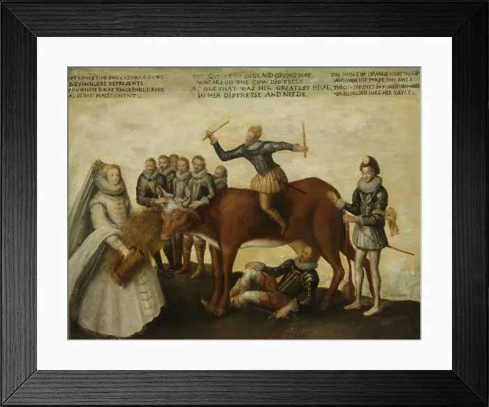 Framed Print : The Dairy Cow: The Dutch Provinces, Revolting against the Spanish King Philip II, Are Led by Prince William of Orange, The States General Entreat Queen Elizabeth I for Aid Framed Print : The Dairy Cow: The Dutch Provinces, Revolting against the Spanish King Philip II, Are Led by Prince William of Orange, The States General Entreat Queen Elizabeth I for Aid