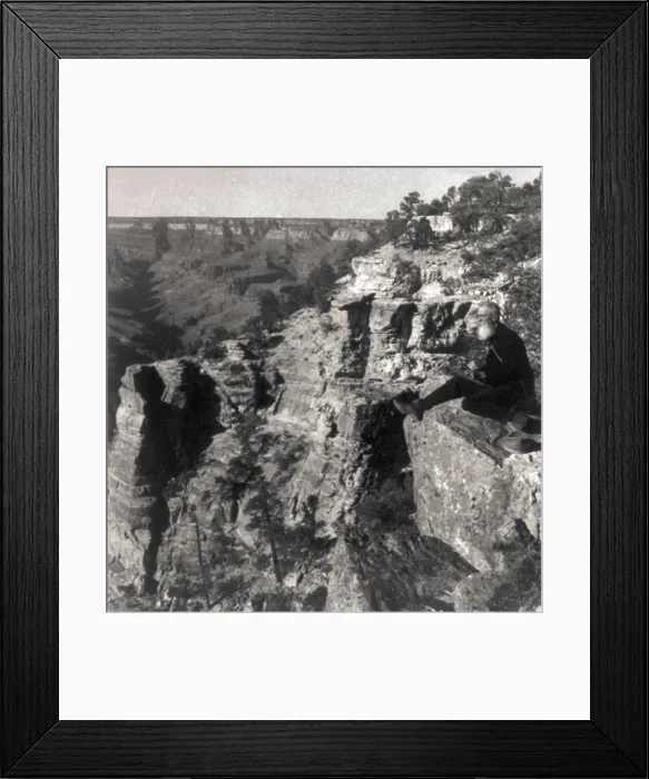 Framed Print : Thomas Moran, American landscape painter sketching at Bright Angel Cove, Grand Canyon of Arizona. 1903