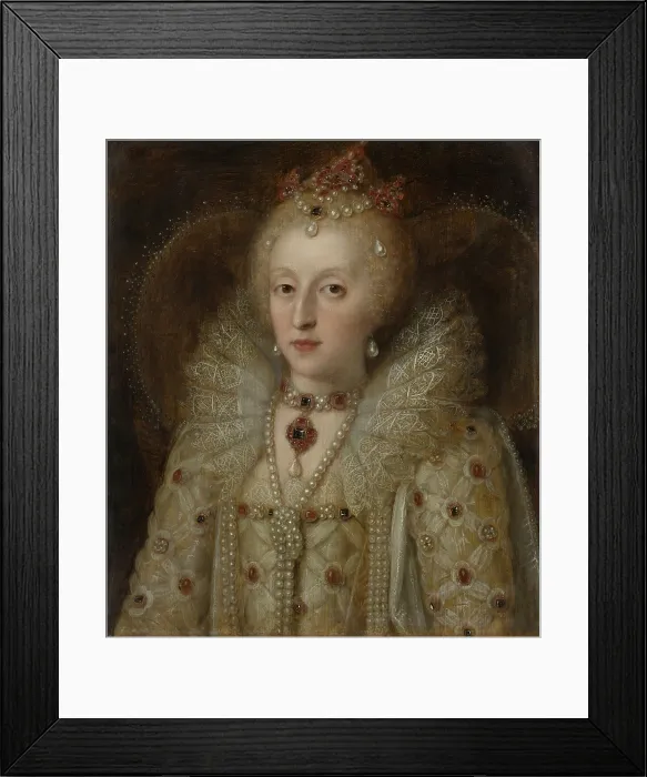 Framed Print : Portrait of Elizabeth I, Queen of England, by Anonymous, c. 1550-99, European painting, oil on panel Framed Print : Portrait of Elizabeth I, Queen of England, by Anonymous, c. 1550-99, European painting, oil on panel