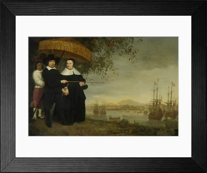 Framed Print : VOC Senior Merchant, by Aelbert Cuyp, c. 1640-60, Dutch painting, oil on canvas. Portrait of a senior merchant of the East India Company, presumably Jacob Mathieusen and his wife