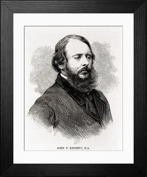 Framed Print : John F. Kensett (1816-1872), American landscape painter of the second generation of the Hudson River School. Wood engraving from Harper's Weekly, 1873