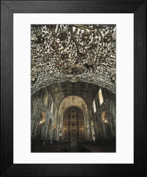 Framed Print : Church of Santo Domingo de GuzmAn. MEXICO. OAXACA. Oaxaca. Church of Santo Domingo de GuzmAn. Main nave. Colonial baroque. - Iberfoto / Everett Collection (217720)**US SALES ONLY**