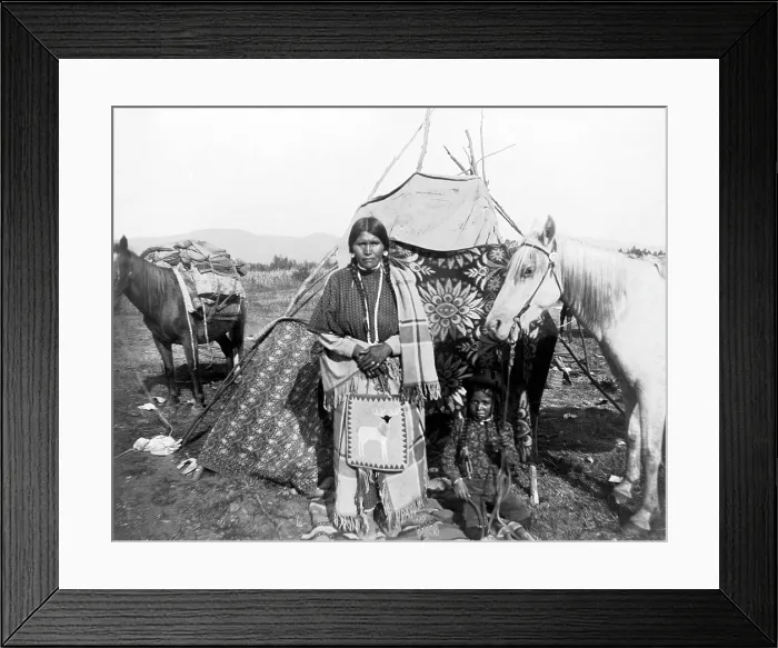 Framed Print : I-ah-to-tonah, or Little Woman Mountain, and son A-last-Sauked, or Looking-away-off, Nez Perce, ca. 1909