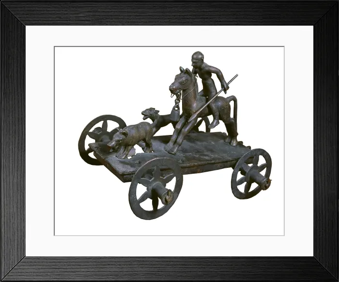 Framed Print : Wild boar Hunting Chariot. 5th-3rd c. BC. Iberian art. Sculpture on bronze. FRANCE. Saint-Germain-en-Laye. Museum of National Antiquities. Proc: SPAIN. Merida