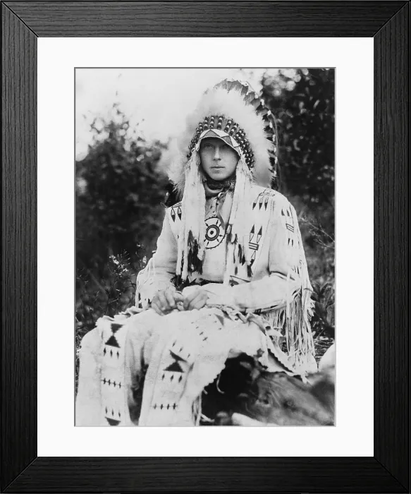 Framed Print : Britain's King Edward VIII as Prince of Wales, wearing the headdress of a Native American chief during a visit to the United States in the early 1920s Framed Print : Britain's King Edward VIII as Prince of Wales, wearing the headdress of a Native American chief during a visit to the United States in the early 1920s