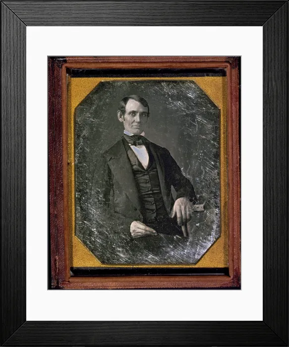 Framed Print : Abraham Lincoln (1809-1856) in daguerreotype by Nicholas H. Shepherd taken between 1846-47, during Lincoln's term in Congress Framed Print : Abraham Lincoln (1809-1856) in daguerreotype by Nicholas H. Shepherd taken between 1846-47, during Lincoln's term in Congress