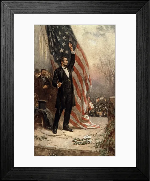 Framed Print : Abraham Lincoln (1809-1856) in commemorative print published on the 100th anniversary of his birth in 1908 Framed Print : Abraham Lincoln (1809-1856) in commemorative print published on the 100th anniversary of his birth in 1908