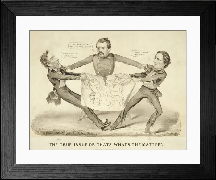 Framed Print : Cartoon about the 1864 US presidential election, favoring the Peace campaign of Democrat George McClellan