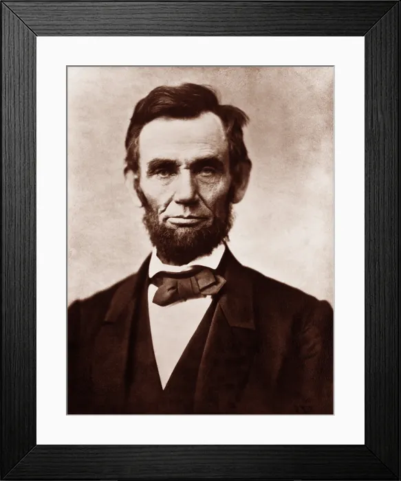 Framed Print : Abraham Lincoln (1809-1856) in the classic 1863 portrait photograph by Alexander Gardner