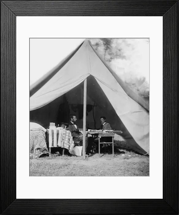 Framed Print : President Lincoln and Gen. George B. McClellan in the general's tent following the Battle of Antietam on September 17, 1862