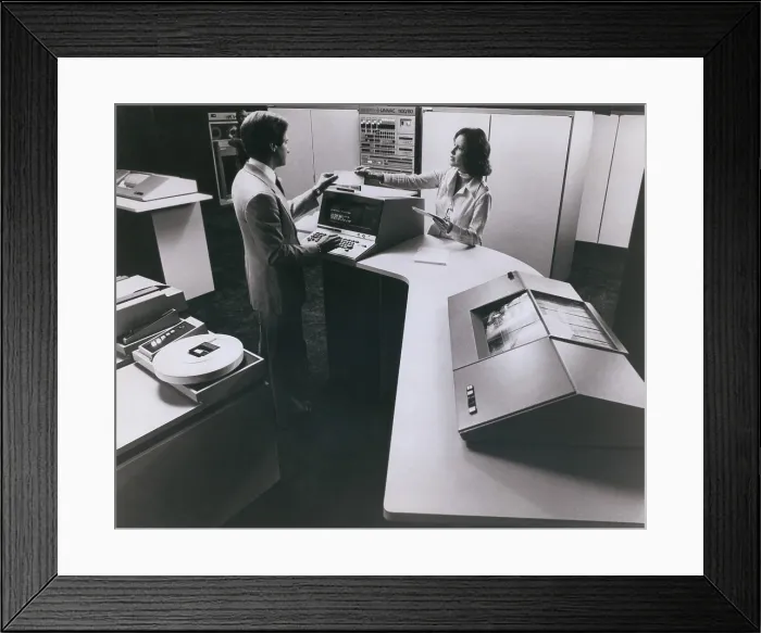 Framed Print : Mainframe computer Sperry UNIVAC 90 / 80 was released in 1976 by the Sperry Rand Corporation to compete with the IBM System 360 series of mainframe computers