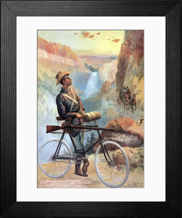 Framed Print : Yellowstone National Park. Golden Gate, sunset in the Yellowstone Park. chromolithograph ca. 1897