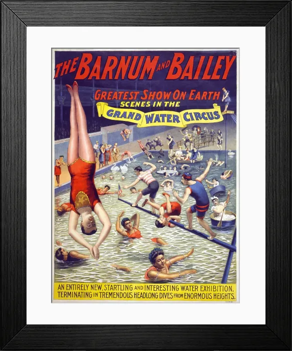 Framed Print : The Grand Water Circus in the Barnum & Bailey circus. chromolithograph ca. 1895 Framed Print : The Grand Water Circus in the Barnum & Bailey circus. chromolithograph ca. 1895
