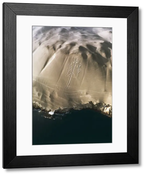 Framed Print : PERU. ICA. Figure of the Candelabra or Trident, geoglyph of unknown autorship, related to the Nazca culture and also interpreted as a signal for the pirates of 17th c Framed Print : PERU. ICA. Figure of the Candelabra or Trident, geoglyph of unknown autorship, related to the Nazca culture and also interpreted as a signal for the pirates of 17th c