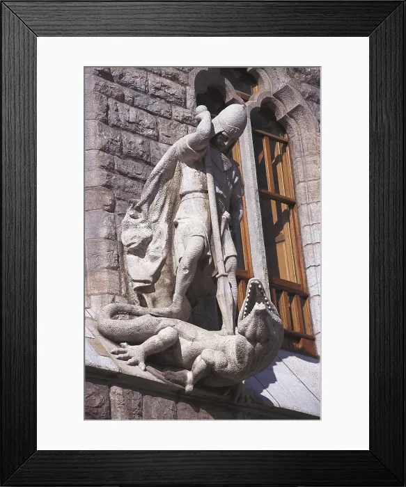 Framed Print : GAUDI i CORNET, Antoni (1852-1926). Botines House. 1892-1894. SPAIN. CASTILE AND LEON. Len. Botines House. Statue of Sant Jordi (St) Framed Print : GAUDI i CORNET, Antoni (1852-1926). Botines House. 1892-1894. SPAIN. CASTILE AND LEON. Len. Botines House. Statue of Sant Jordi (St)