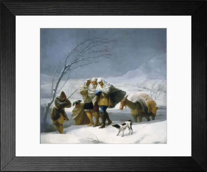 Framed Print : GOYA Y LUCIENTES, Francisco de (1746-1828). The snowfall. 1786. Painted for El Pardo, where the tapestry is preserved. Oil on canvas. SPAIN. Madrid. Prado Museum