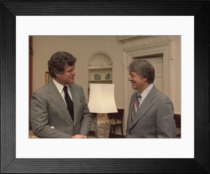 Framed Print : Senator Edward Kennedy 1932-2009 meets with President Jimmy Carter in the Oval Office in 1977 Framed Print : Senator Edward Kennedy 1932-2009 meets with President Jimmy Carter in the Oval Office in 1977