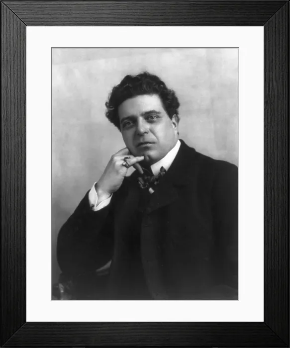 Framed Print : Pietro Mascagni (1863-1945) Italian composer of realistic operas, of the verismo style. His last opera, NERONE, composed in 1935, praised Mussolini. 1903 photo Framed Print : Pietro Mascagni (1863-1945) Italian composer of realistic operas, of the verismo style. His last opera, NERONE, composed in 1935, praised Mussolini. 1903 photo