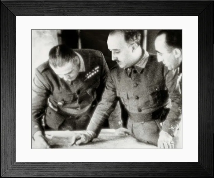 Framed Print : Spain. Civil War (1936-1939). General Francisco Franco in the front preparing a strategic movement with General Agustn Muoz Grandes. AISA / Everett Collection**US SALES ONLY** Framed Print : Spain. Civil War (1936-1939). General Francisco Franco in the front preparing a strategic movement with General Agustn Muoz Grandes. AISA / Everett Collection**US SALES ONLY**