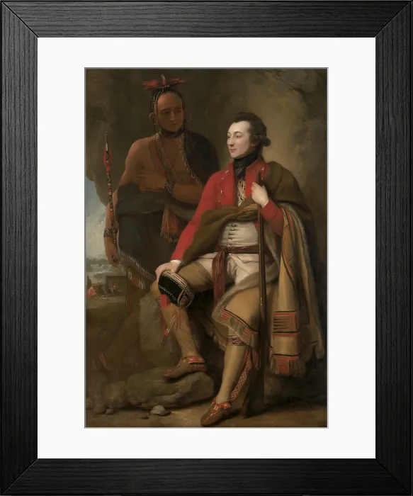 Framed Print : Colonel Guy Johnson and Karonghyontye (Captain David Hill), by Benjamin West, 1776, American painting, oil on canvas