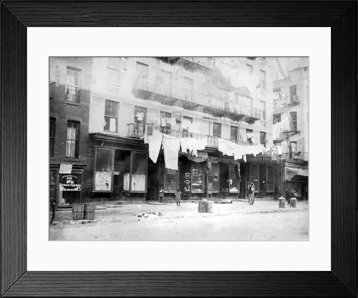 Framed Print : New York City, from caption: 233 E. 107th Street, rent sign states that these are Eleganti Apartmenti