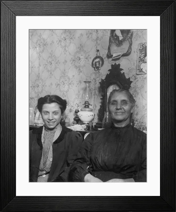 Framed Print : Clara Ladnica and mother, 241 West Genesee Street. Go fruit picking country in summer, Buffalo, New York, photograph by Lewis Wickes Hine, February, 1910 Framed Print : Clara Ladnica and mother, 241 West Genesee Street. Go fruit picking country in summer, Buffalo, New York, photograph by Lewis Wickes Hine, February, 1910