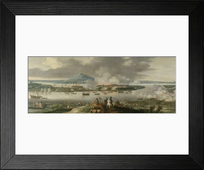 Framed Print : Siege of Schenckenschans by Prince Frederick Henry, April 1636, by Gerrit van Santen, c. 1636-50, Dutch painting, oil on canvas