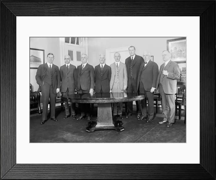 Framed Print : The Federal Reserve Board of Governors with Secretary of the Treasury Andrew Mellon (4th from left), May 16, 1923