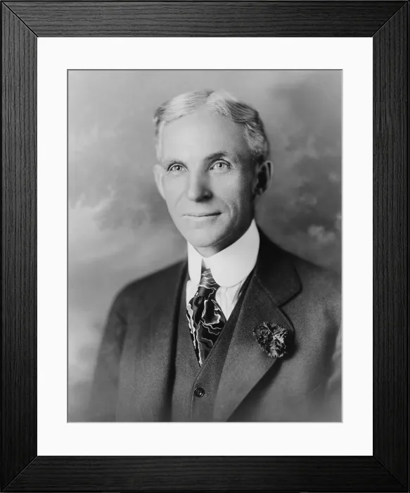 Framed Print : Henry Ford (1863-1947), founder of Ford Motor Company, the maker of the first assembly line produced, low cost American automobiles. 1919