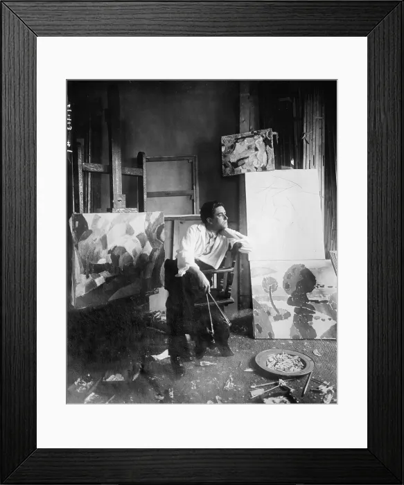 Framed Print : Francis Picabia (1879-1953), French painter associated with the Cubist and Surrealist styles in his studio in New York City, ca. 1915