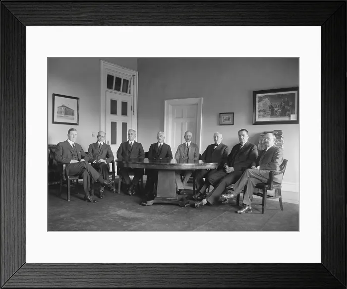 Framed Print : The seven members of the Federal Reserve Board pose with Secretary of the Treasury Andrew Mellon (4th from left) Framed Print : The seven members of the Federal Reserve Board pose with Secretary of the Treasury Andrew Mellon (4th from left)