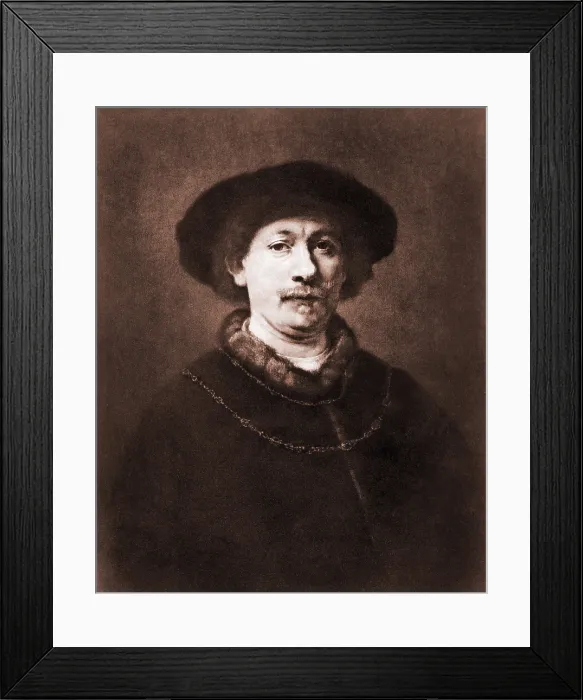 Framed Print : Rembrandt van Rijn (1606-1669). Engraving of 1643 self portrait