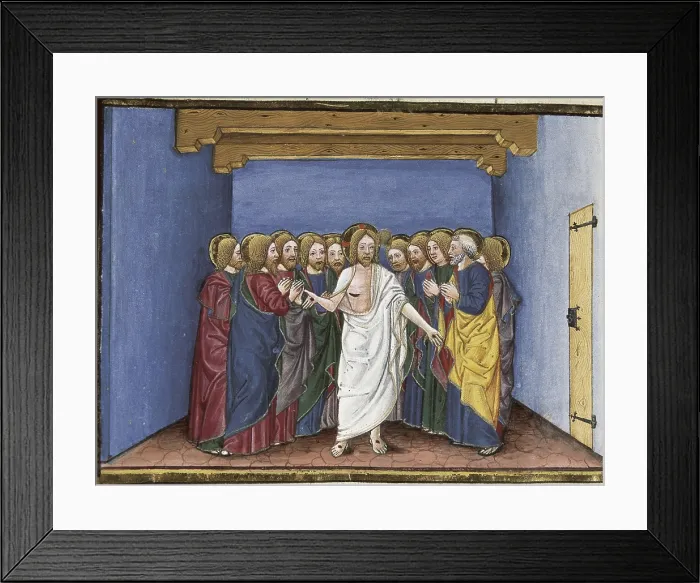 Framed Print : DE PREDIS, Cristoforo (1440-1486). Stories of Saint Joachim, Saint Anne, Virgin Mary, Jesus, the Baptist and the End of the World. 1476