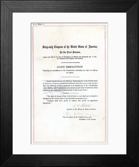 Framed Print : 19th Amendment to the U.S. Constitution: Women's Right to Vote