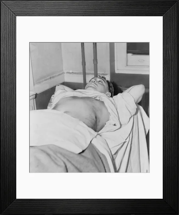 Framed Print : Dutch Schultz, born Arthur Flegenheimer (1902-1935), lying wounded in the city hospital in Newark, New Jersey, after being shot on October 23, 1935
