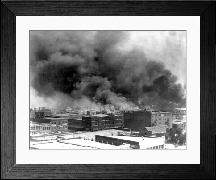 Framed Print : Tulsa. Smoke billowing over Tulsa, Oklahoma during the 1921 race riots