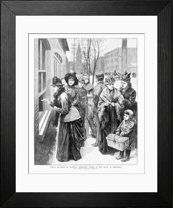 Framed Print : Woman suffrage in Wyoming Territory- women voting at the polls in Cheyenne, Wyoming. Nov 24, 1888 Framed Print : Woman suffrage in Wyoming Territory- women voting at the polls in Cheyenne, Wyoming. Nov 24, 1888