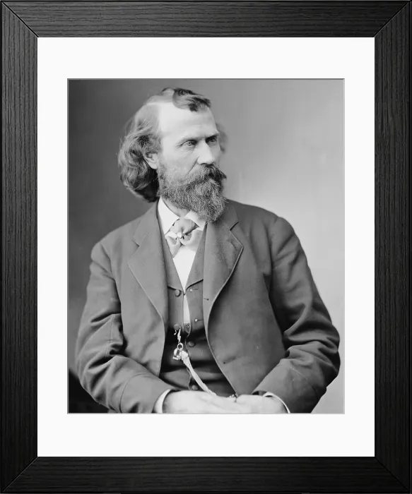 Framed Print : Joaquin Miller (1837-1913) (born Cincinnatus Hiner Miller), flamboyant poet and journalist, of unsophisticated but popular works. Ca. 1875