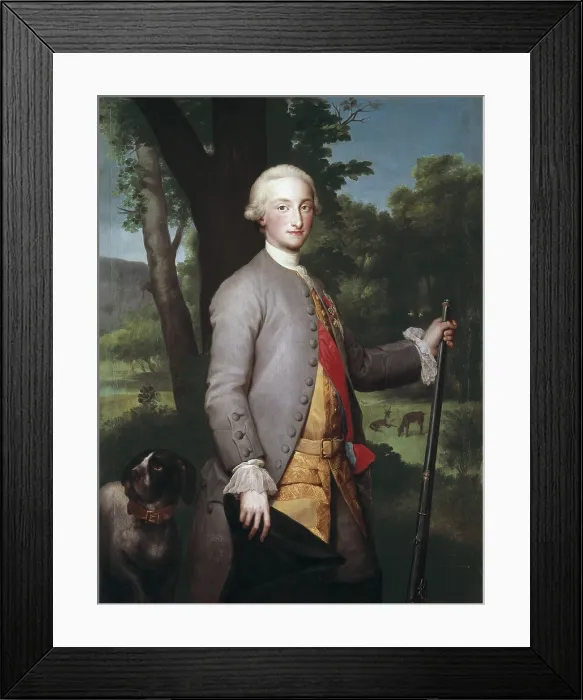 Framed Print : MENGS, Anton Raphael (1728-1779). Charles IV as Prince. 1765. He wears the sash of Saint-Esprit and Saint Jerano, as well as the Toison (Golden Fleece). Neoclassicism