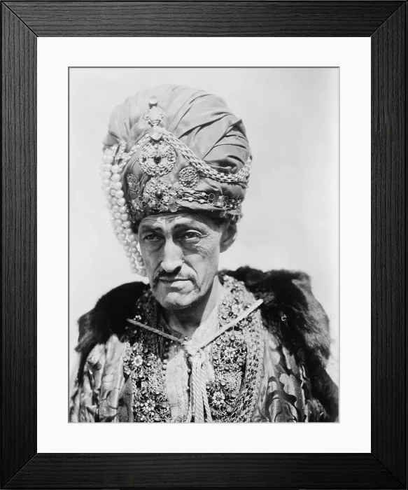 Framed Print : Sadakichi Hartmann (1867-1944), writer of German-Japanese ancestry, immigrated to the US as a child. The King of Bohemia is dressed in an exotic costume. Ca. 1925