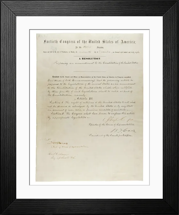 Framed Print : 15th Amendment to the U.S