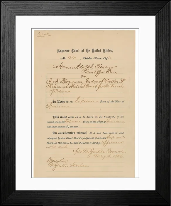 Framed Print : Plessy v. Ferguson (1896)