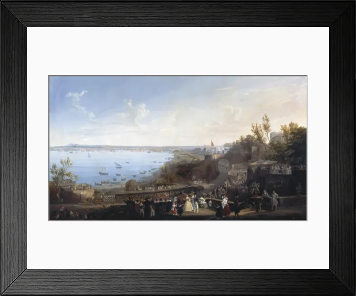Framed Print : FERGOLA, Salvatore (1799-1877). Inauguration Cerimony of the Naples-Portici Railroad in the Presence of King Ferdinand II, 1840. 1840. Oil on canvas. ITALY. Naples