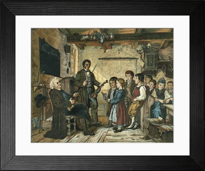 Framed Print : School. Music class to children. Singing class. Illustration from 19th century. Engraving. - J. Bedmar / Iberfoto / Everett Collection (184284)**US SALES ONLY**