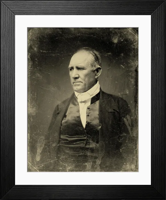 Framed Print : Sam Houston, Democratic Senator from Texas. half plate daguerreotype, gold toned, ca. 1848