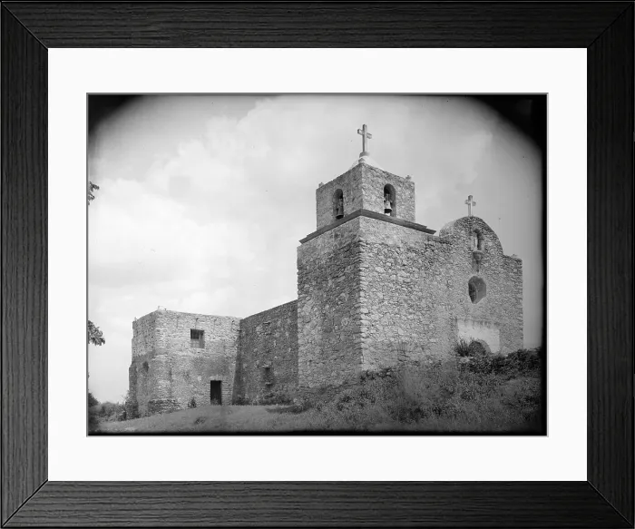 Framed Print : La Bahia Presidio Chapel, Goliad, Texas. Here the Texian prisoners were held prior to being massacred by the Mexican Army under Santa Anna's orders. photo ca. 1930s Framed Print : La Bahia Presidio Chapel, Goliad, Texas. Here the Texian prisoners were held prior to being massacred by the Mexican Army under Santa Anna's orders. photo ca. 1930s