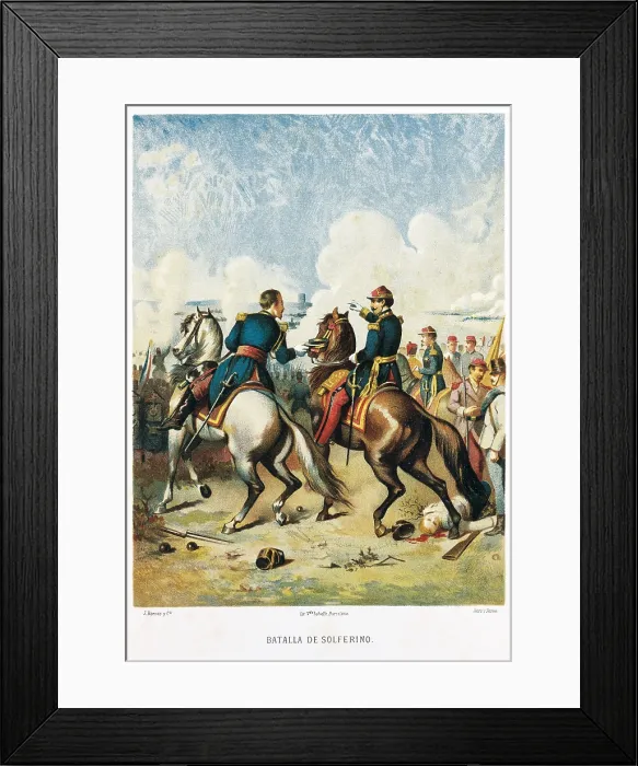 Framed Print : Italian Unification. Battle of Solferino (24th June 1859). Litography. AISA / Everett Collection**US SALES ONLY** Framed Print : Italian Unification. Battle of Solferino (24th June 1859). Litography. AISA / Everett Collection**US SALES ONLY**