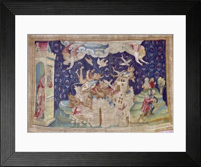 Framed Print : BATAILLE, Nicolas (14th c.). The fall of Babylon invaded by demons. 1375 - 1382